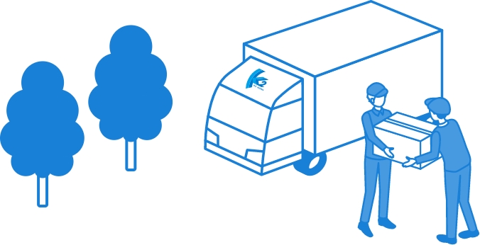 2人のドライバーがトラックに荷物を積む様子のイラスト