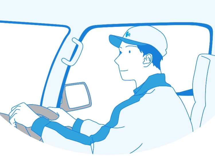ドライバーがハンドルを握るイラスト