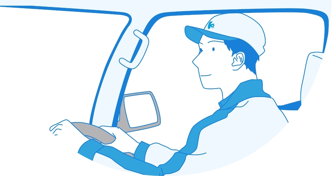 ドライバーがハンドルを握るイラスト