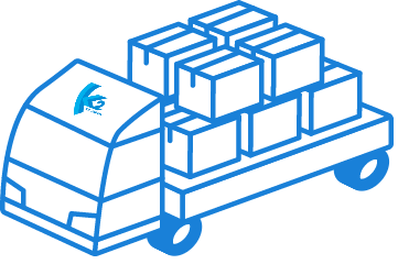 小口荷物を配送するトラックのイラスト